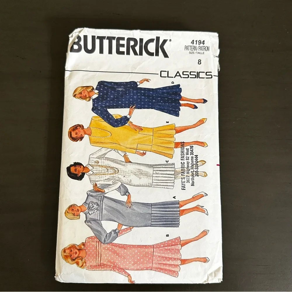 Vintage Sewing Pattern Butterick Classics Dress Working Girl Size 8 1980s 80s